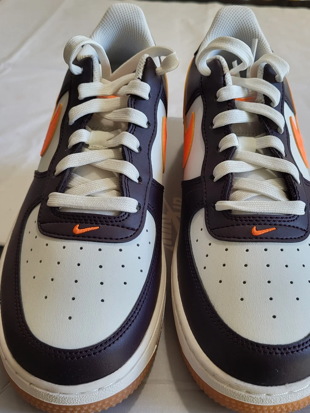 *NEW* Nike Air Force 1 GS White Orange Blue Leather Sneakers Kids 6.5Y Women's 8